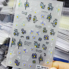 3D Flower Leaves Nail Art Stickers Decals Summer Nail Supplies