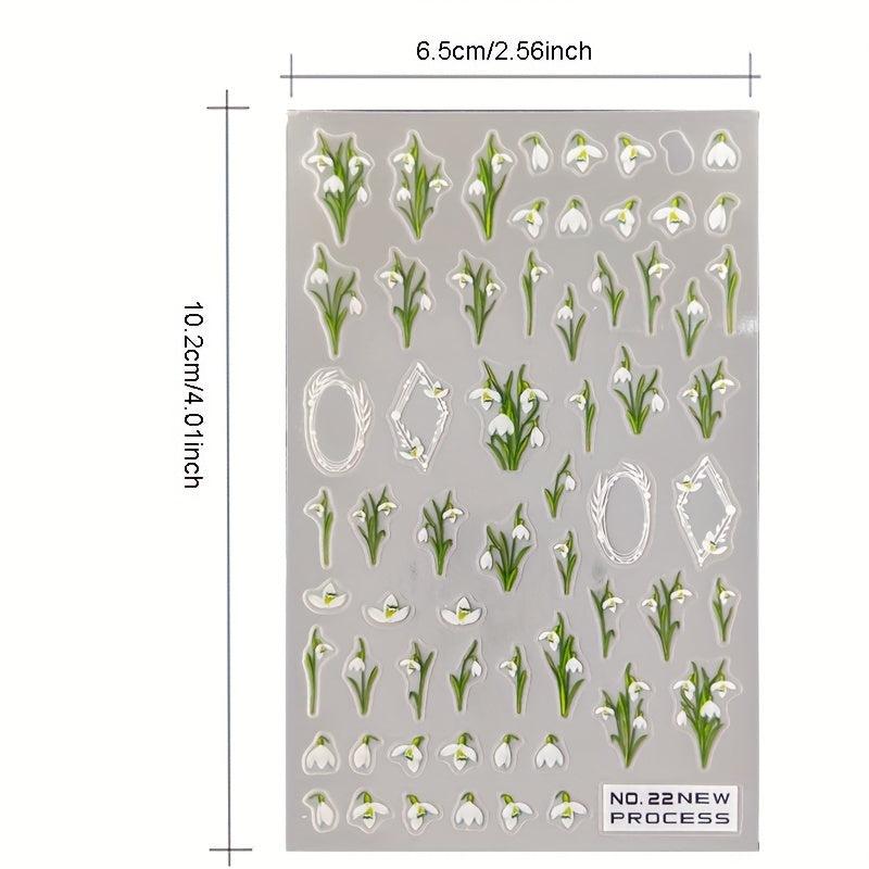 3D Flower Leaves Nail Art Stickers Decals Summer Nail Supplies