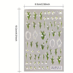 3D Flower Leaves Nail Art Stickers Decals Summer Nail Supplies