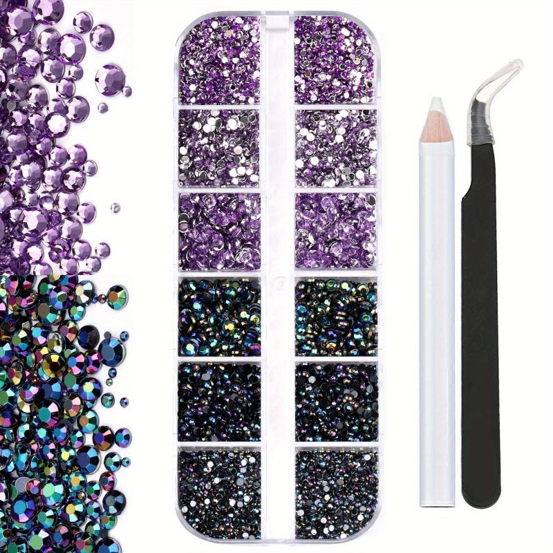 3100 Pcs Flat Back Rhinestones Nail Gems with Tweezers