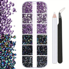 3100 Pcs Flat Back Rhinestones Nail Gems with Tweezers