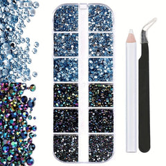 3100 Pcs Flat Back Rhinestones Nail Gems with Tweezers