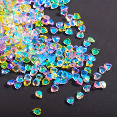 50pcs Aurora Peach Heart Nail Art Rhinestones 3D Gemstones for DIY or Salons