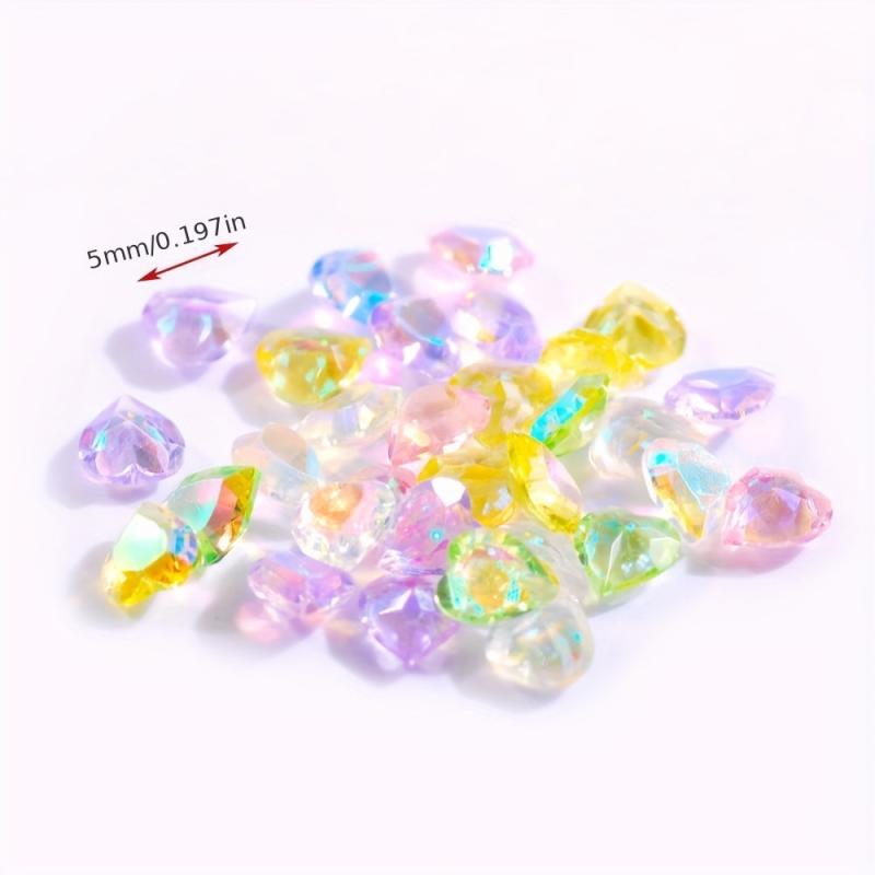 50pcs Aurora Peach Heart Nail Art Rhinestones 3D Gemstones for DIY or Salons