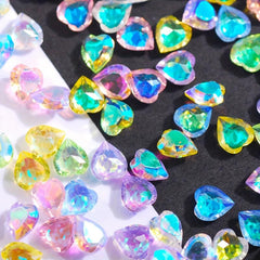 50pcs Aurora Peach Heart Nail Art Rhinestones 3D Gemstones for DIY or Salons