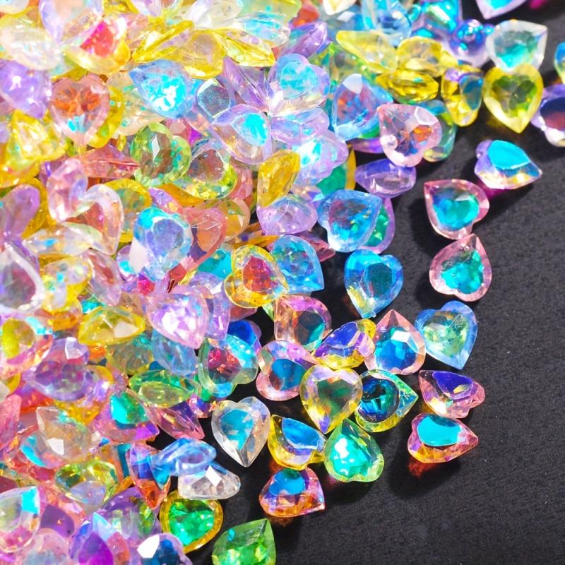 50pcs Aurora Peach Heart Nail Art Rhinestones 3D Gemstones for DIY or Salons