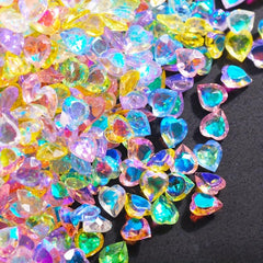 50pcs Aurora Peach Heart Nail Art Rhinestones 3D Gemstones for DIY or Salons
