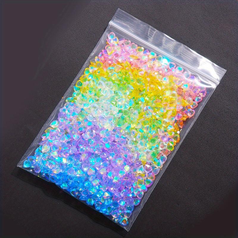 50pcs Aurora Peach Heart Nail Art Rhinestones 3D Gemstones for DIY or Salons
