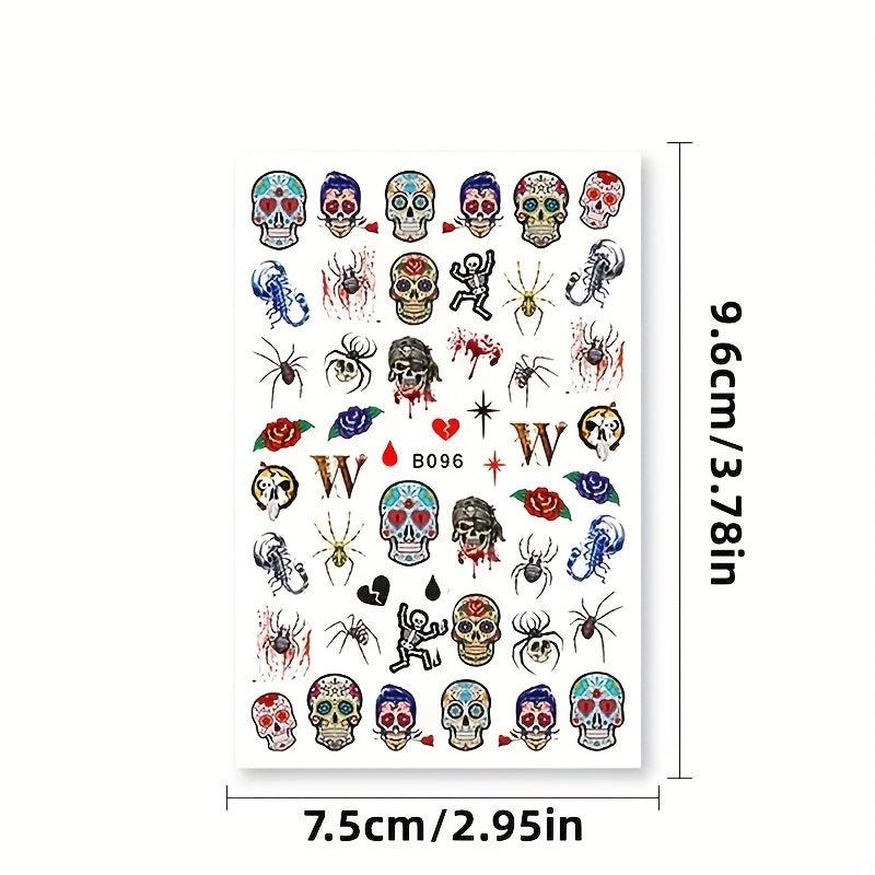 Halloween Nail Art Stickers 3D Self Adhesive Gothic Bloody Zombie Ghost Face