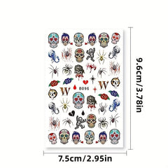 Halloween Nail Art Stickers 3D Self Adhesive Gothic Bloody Zombie Ghost Face