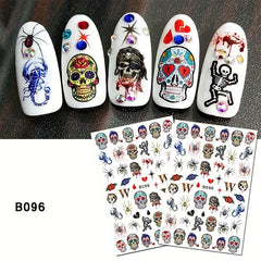 Halloween Nail Art Stickers 3D Self Adhesive Gothic Bloody Zombie Ghost Face