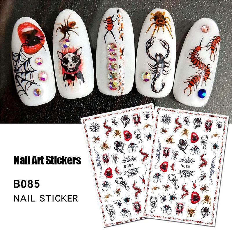 Halloween Nail Art Stickers 3D Self Adhesive Gothic Bloody Zombie Ghost Face