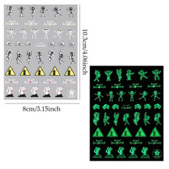 3pcs 3D Luminous Halloween Nail Stickers Self Adhesive Nail Art Decals