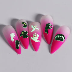 3pcs 3D Luminous Halloween Nail Stickers Self Adhesive Nail Art Decals