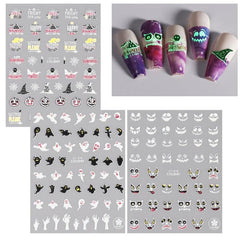 3pcs 3D Luminous Halloween Nail Stickers Self Adhesive Nail Art Decals