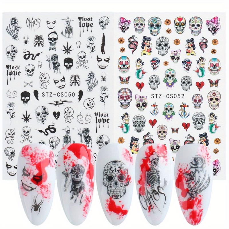 6pcs Halloween Nail Art Stickers Self Adhesive Decals