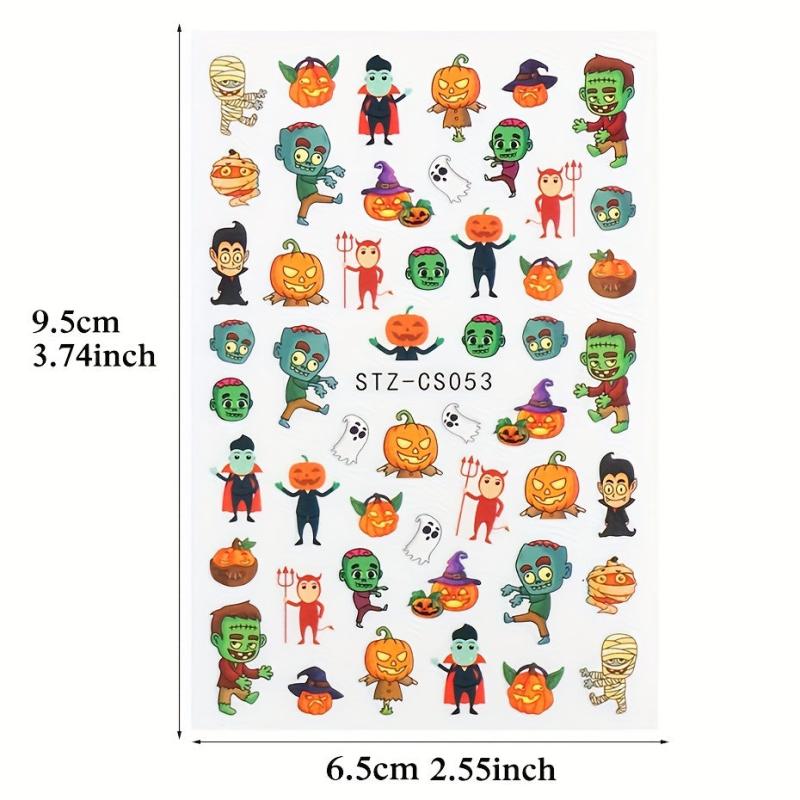 6pcs Halloween Nail Art Stickers Self Adhesive Decals