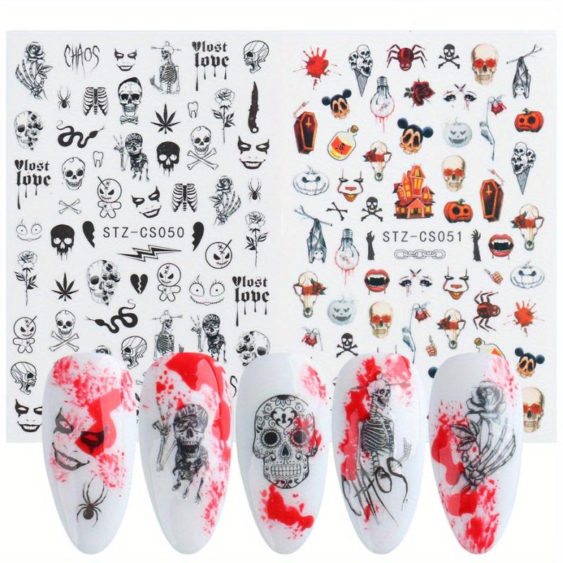 6pcs Halloween Nail Art Stickers Self Adhesive Decals