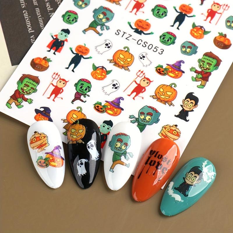 6pcs Halloween Nail Art Stickers Self Adhesive Decals