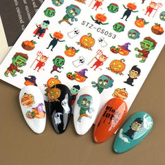 6pcs Halloween Nail Art Stickers Self Adhesive Decals