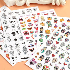 6pcs Halloween Nail Art Stickers Self Adhesive Decals