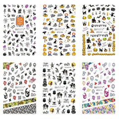 12pcs Halloween Nail Water Transfer Stickers Skull Bat Pumpkin