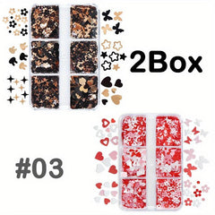 2 Boxes Mermaid Nail Glitter Sequins for DIY or Nail Salons