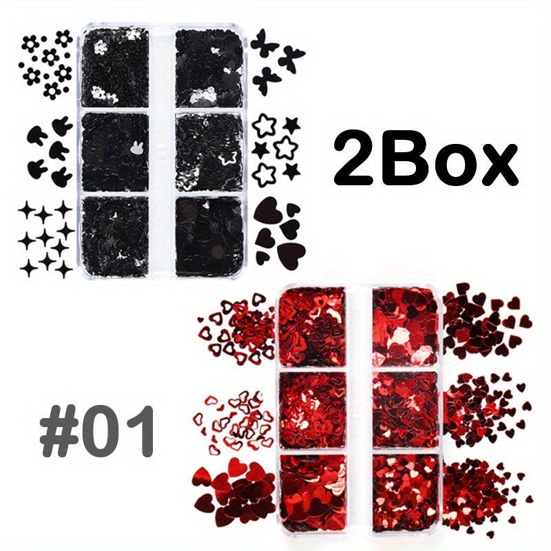 2 Boxes Mermaid Nail Glitter Sequins for DIY or Nail Salons