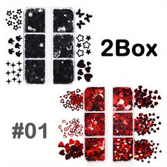 2 Boxes Mermaid Nail Glitter Sequins for DIY or Nail Salons