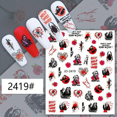 Halloween Nail Art Stickers Self Adhesive Decals - Spooky Ghosts Skulls