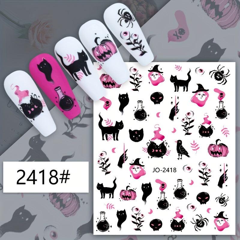 Halloween Nail Art Stickers Self Adhesive Decals - Spooky Ghosts Skulls