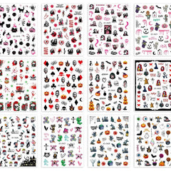 Halloween Nail Art Stickers Self Adhesive Decals - Spooky Ghosts Skulls