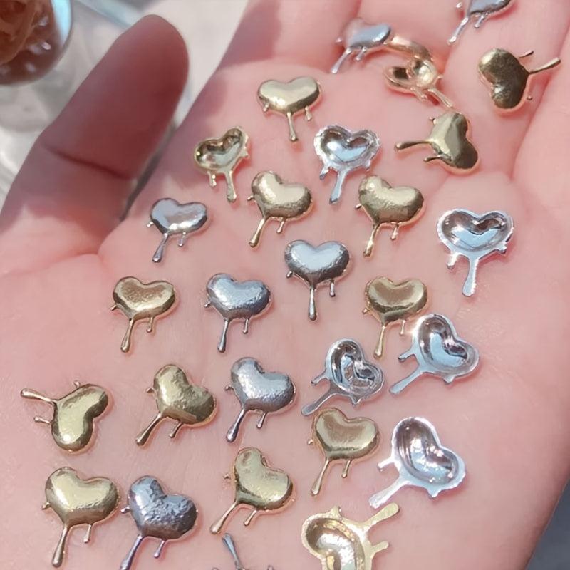 10 Pcs Heart Flame Valentines 3D Metal Alloy Nail Art Charms DIY Manicure