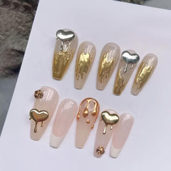 10 Pcs Heart Flame Valentines 3D Metal Alloy Nail Art Charms DIY Manicure