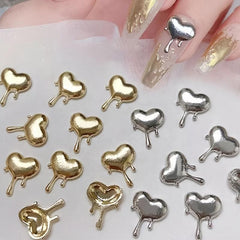 10 Pcs Heart Flame Valentines 3D Metal Alloy Nail Art Charms DIY Manicure