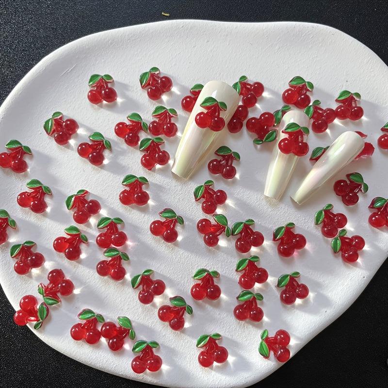 Cherry Resin Nail Charms 3D Flat Back Nail Art Charms for DIY Nail Art Makeup
