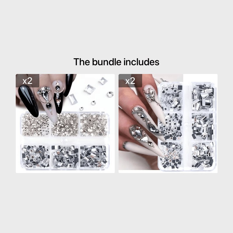 6 Grids Square Rhinestone Nail Decoration