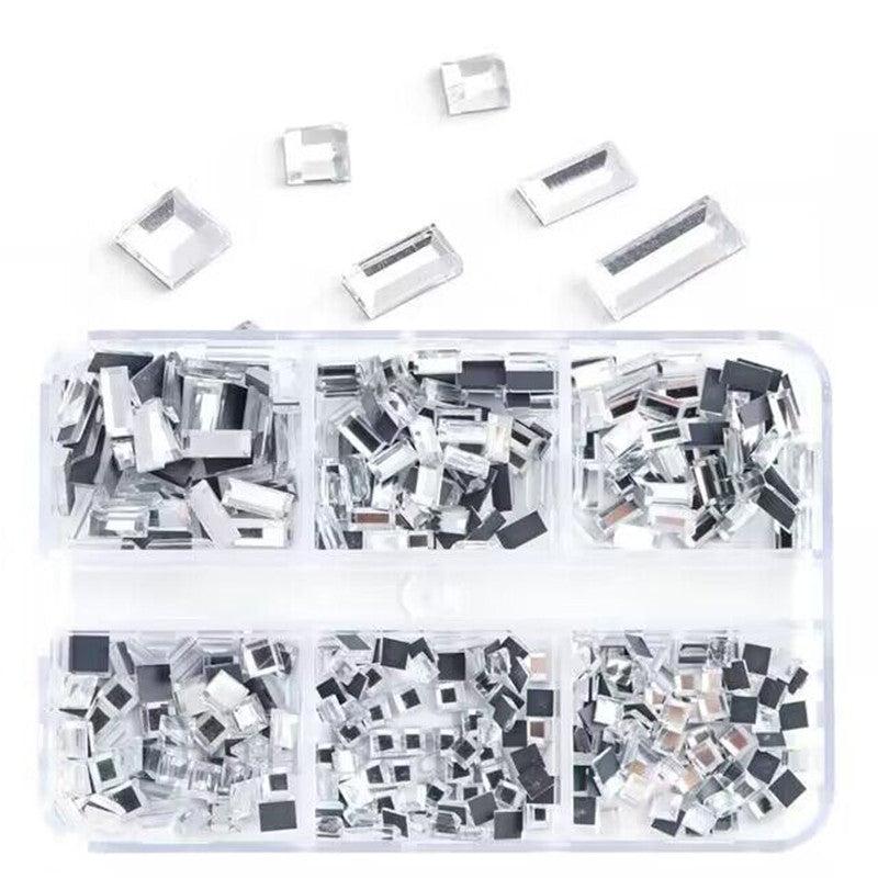 6 Grids Square Rhinestone Nail Decoration