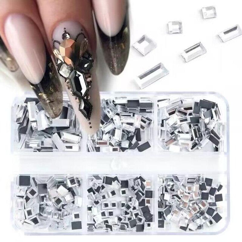 6 Grids Square Rhinestone Nail Decoration