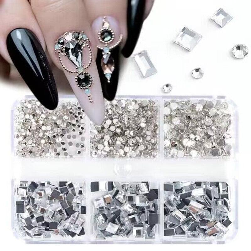 6 Grids Square Rhinestone Nail Decoration
