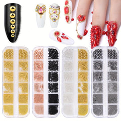 3D Nail Art Mini Micro Ball Beads Stainless Steel Studs