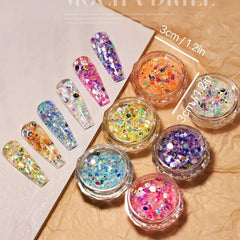 6 Colors Holographic Nail Glitter Sequins 3D Nail Art Stickers for Acrylic Nails