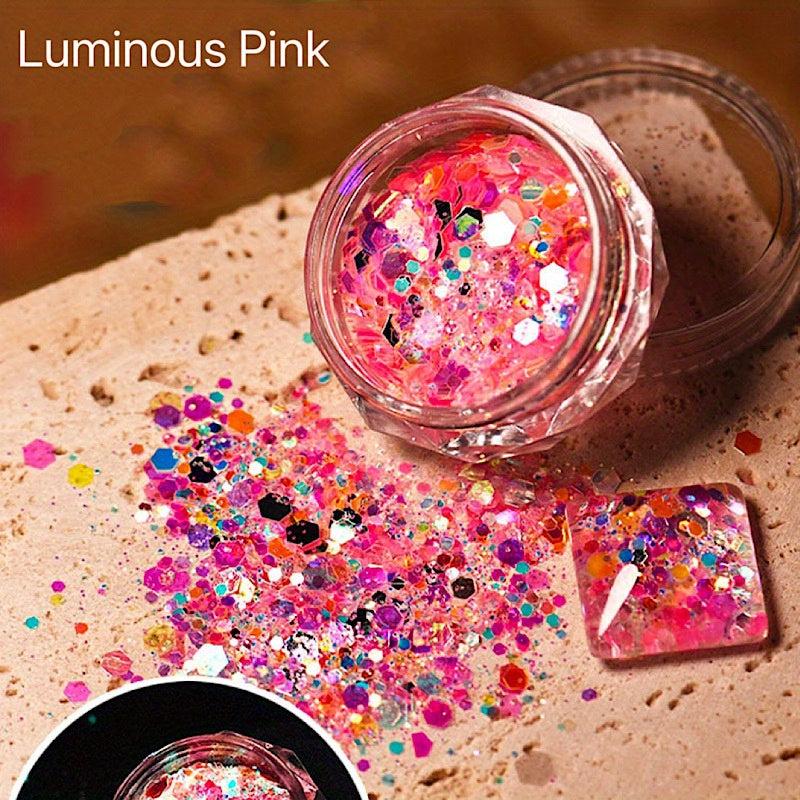 6 Colors Holographic Nail Glitter Sequins 3D Nail Art Stickers for Acrylic Nails