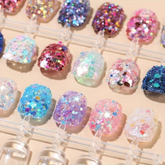 6 Colors Holographic Nail Glitter Sequins 3D Nail Art Stickers for Acrylic Nails