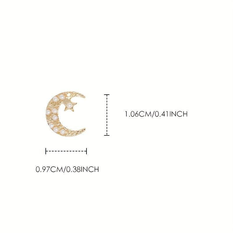 Moon Nail Art Charms 3D Alloy Rhinestones Diamonds Pearl Decoration
