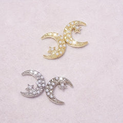 Moon Nail Art Charms 3D Alloy Rhinestones Diamonds Pearl Decoration