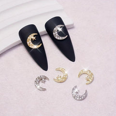 Moon Nail Art Charms 3D Alloy Rhinestones Diamonds Pearl Decoration