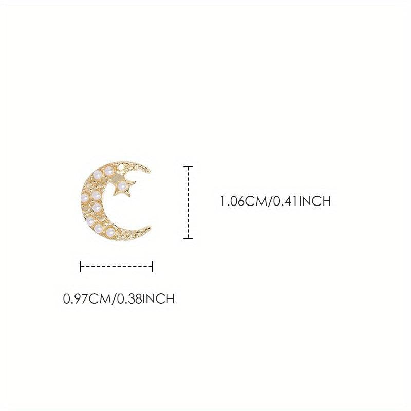 Moon Nail Art Charms 3D Alloy Rhinestones Diamonds Pearl Decoration