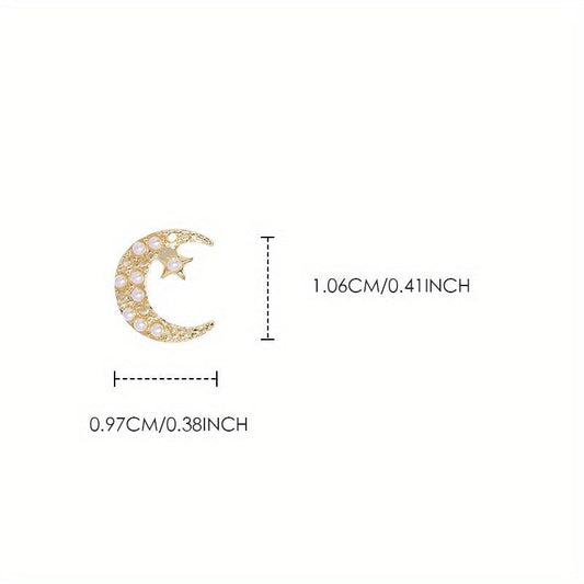 Moon Nail Art Charms 3D Alloy Rhinestones Diamonds Pearl Decoration