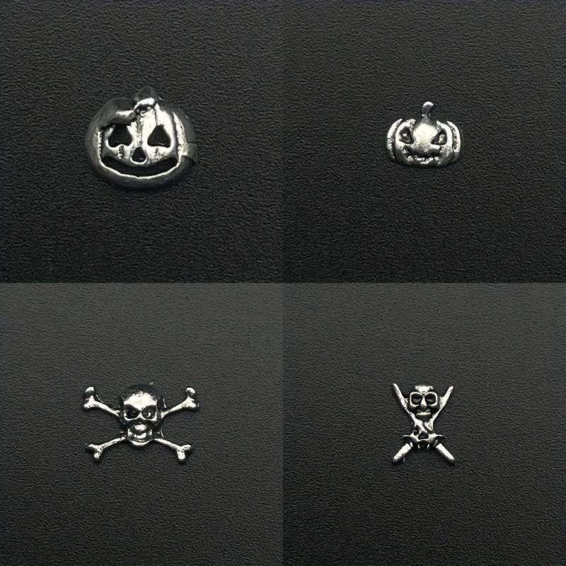 10pcs Halloween Nail Art Charms 3D Alloy Skull Pumpkin Spider Nail Art Jewelry